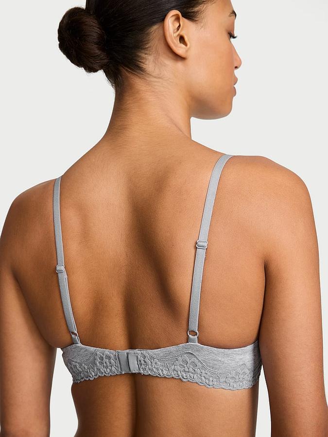 Cotton Lace-Trim Lightly Lined Demi Bra