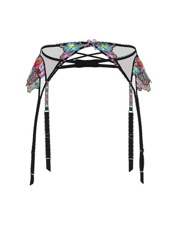 Dark Blossom Embroidery Garter Belt image number 2