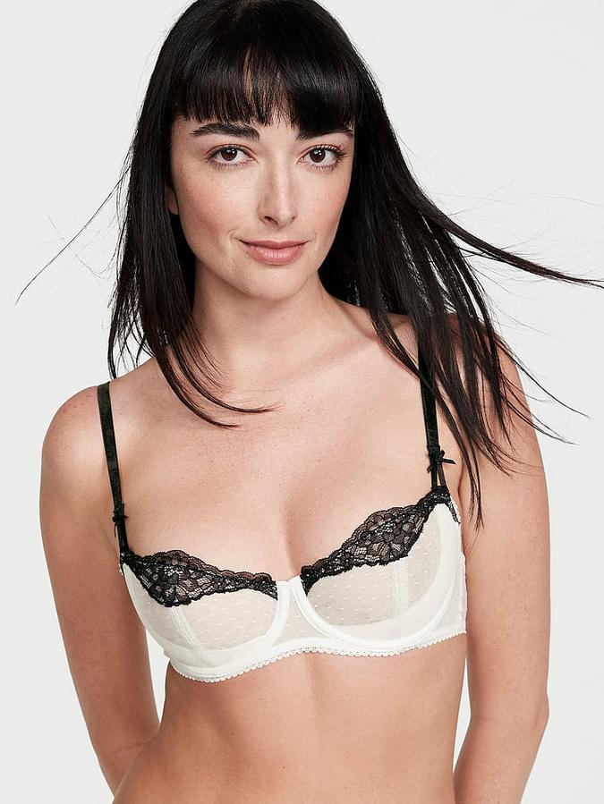 Wicked Unlined Dotted Mesh Balconette Bra image number 0
