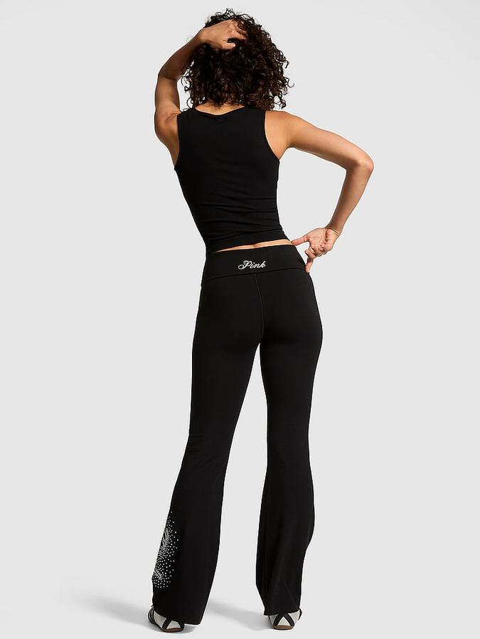 All-Day Cotton Foldover Flare Leggings image number 1