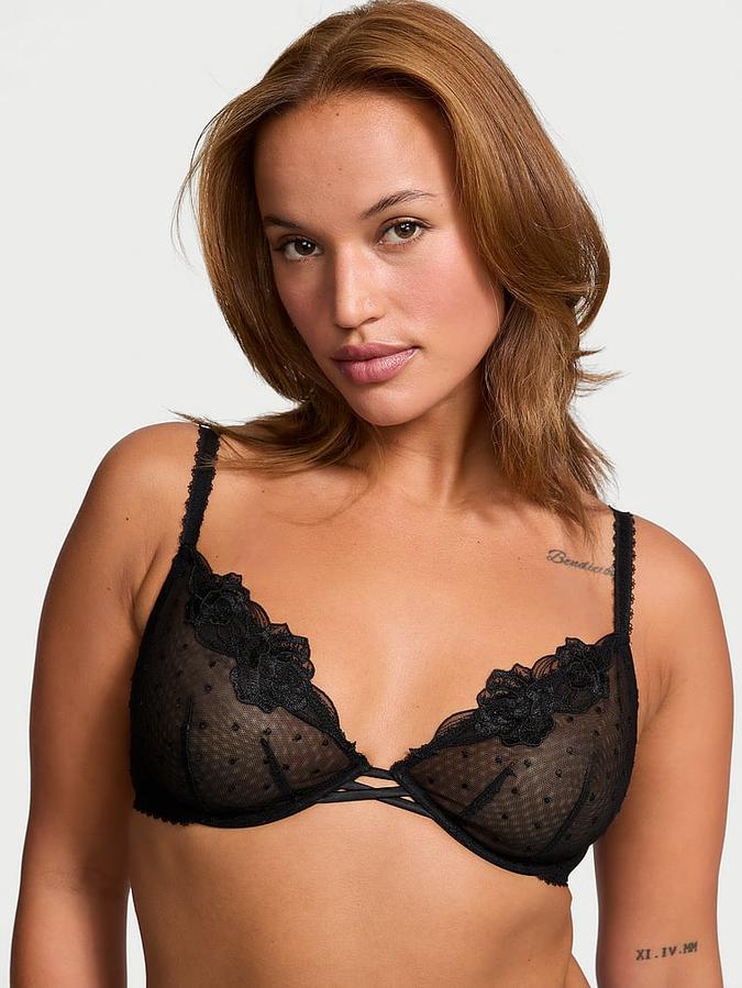 Sheer Rose Unlined Low-Cut Demi Bra image number 0