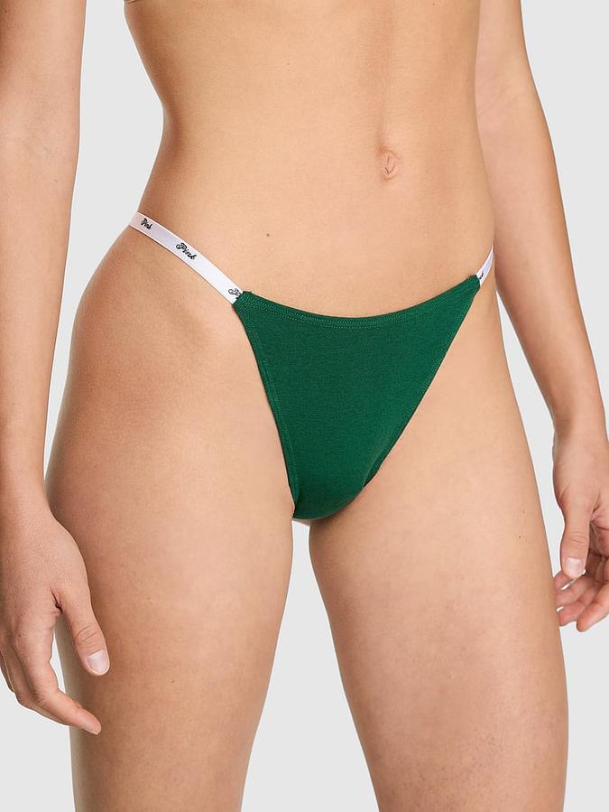 Logo Cotton Scoop Thong Panty
