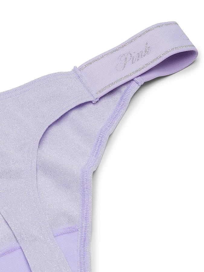 Logo Cotton Shimmer High-Leg Thong Panty image number 2