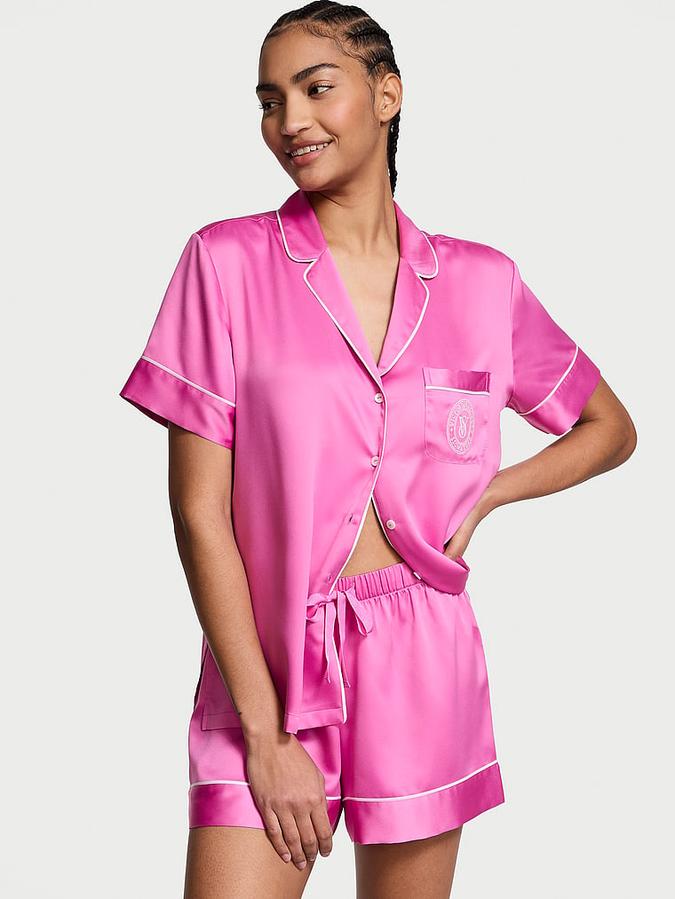 Glazed Satin Short Pajama Set image number 0