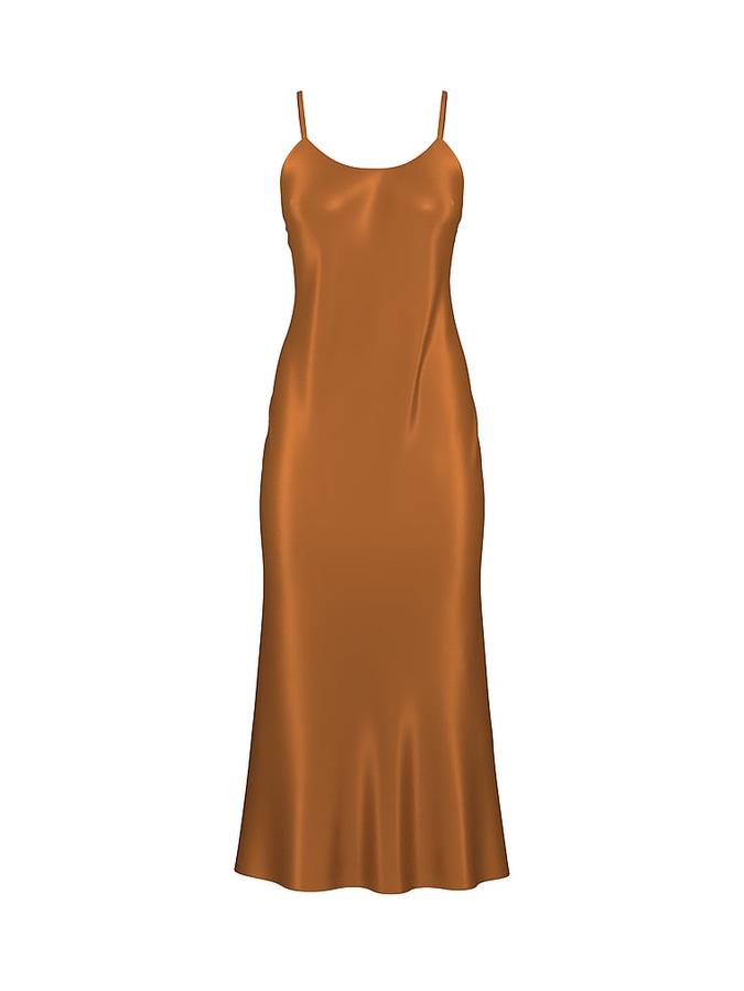 Luxe Sheer Satin Long Slip Dress image number 2