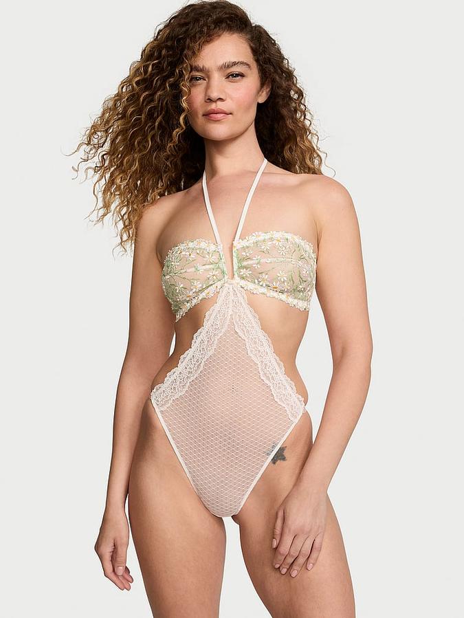 Daisy Chain Embroidery Halter Teddy image number 0