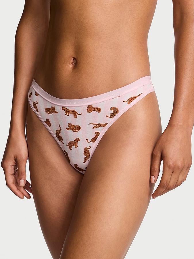 Stretch Cotton High-Leg Scoop Thong Panty image number 0