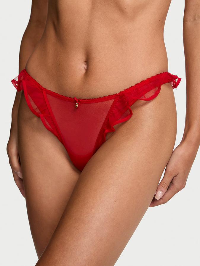 Jingle Belle Ruffled Mesh Thong Panty
