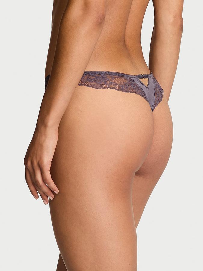 Rose Lace-Trim High-Leg Thong Panty image number 1