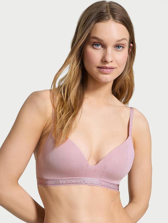 Pointelle Logo Lightly Lined Wireless Bra image number 0