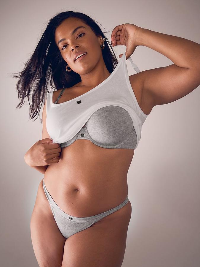 Cotton Logo Hardware Perfect Shape Push-Up Bra image number 3