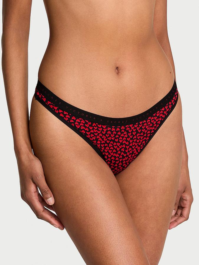 Stretch Cotton High-Leg Scoop Thong Panty