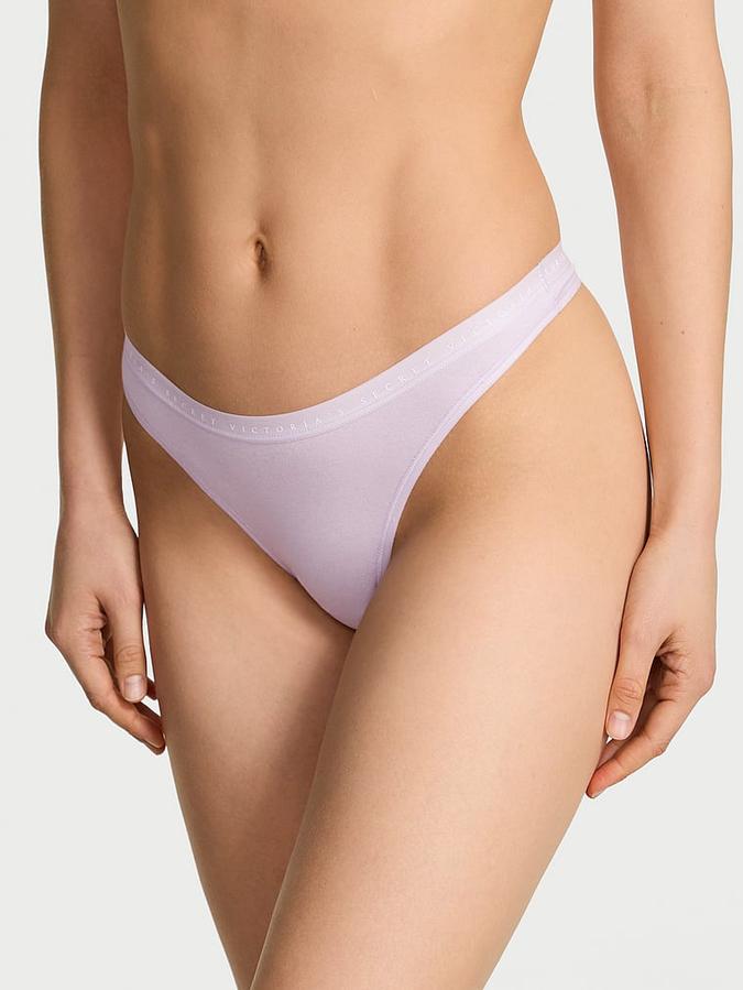 Stretch Cotton High-Leg Scoop Thong Panty