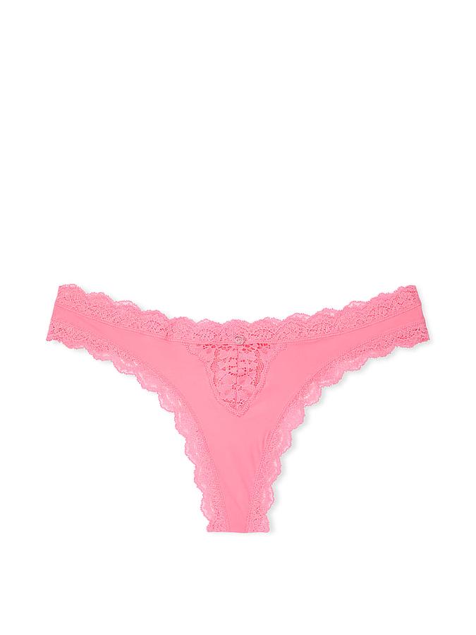 Lace-Trim Thong Panty image number 1