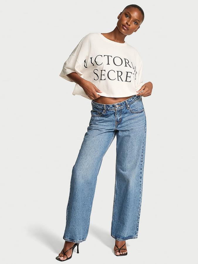 Logo Cotton Oversized Crop Tee