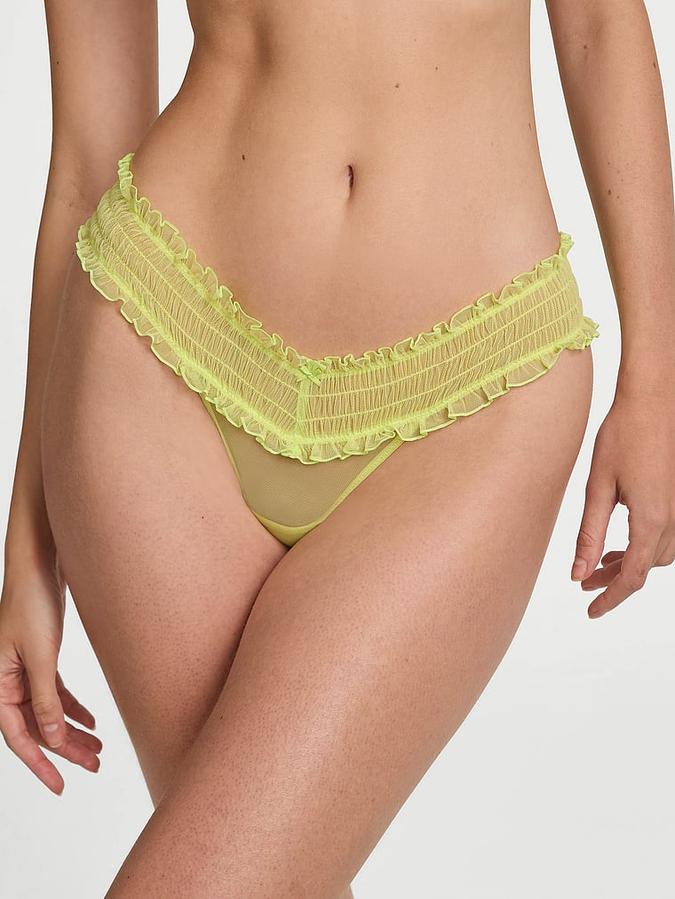 Smocked Mesh Thong Panty image number 0