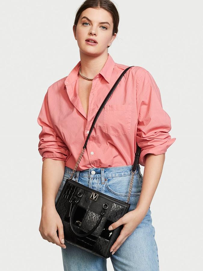 The Victoria Patch Logo Structured Satchel Black image number 3