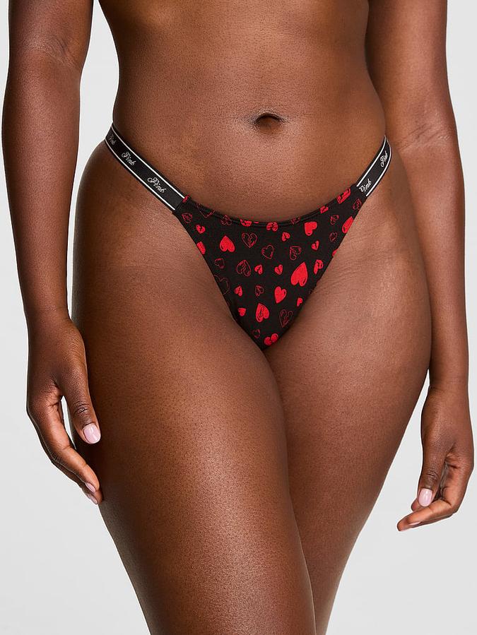 Logo Cotton High-Leg Micro Thong Panty