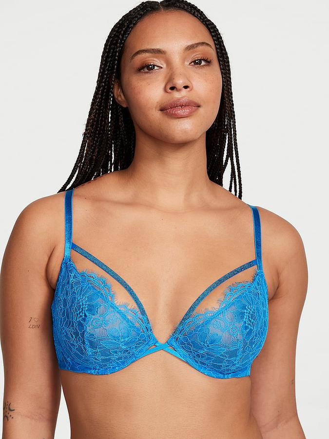 Shine Strappy Unlined Lace Low-Cut Demi Bra