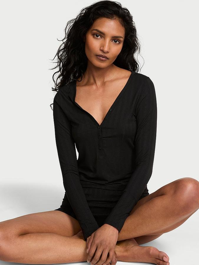 SoSoft&trade; Modal Ultra-Fine Long-Sleeve Henley Top