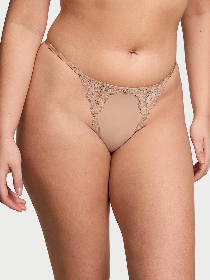 Lace-Trim Adjustable V-String Panty