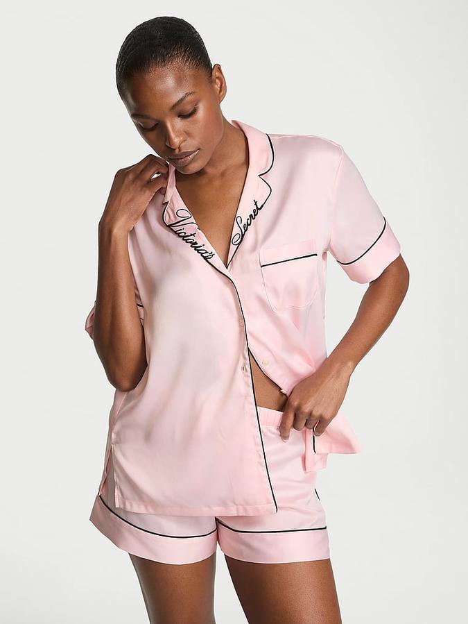Glazed Satin Short Pajama Set image number 0