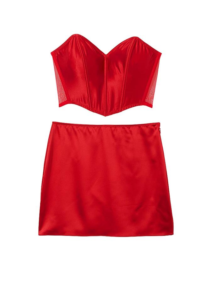Cheeky Heart Bustier Open-Back Mini Skirt Set image number 2