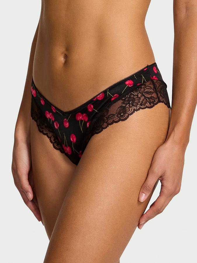 Rose Lace-Trim High-Leg Cheeky Panty