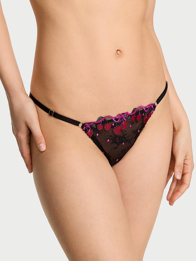 Cherry Pop Embroidery Adjustable V-String Panty