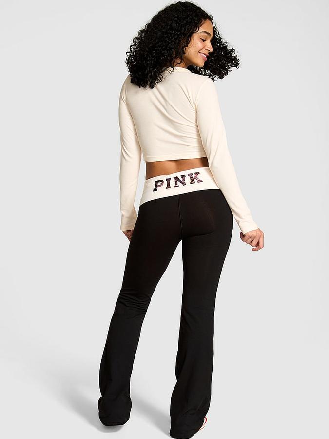 All-Day Cotton Foldover Flare Leggings