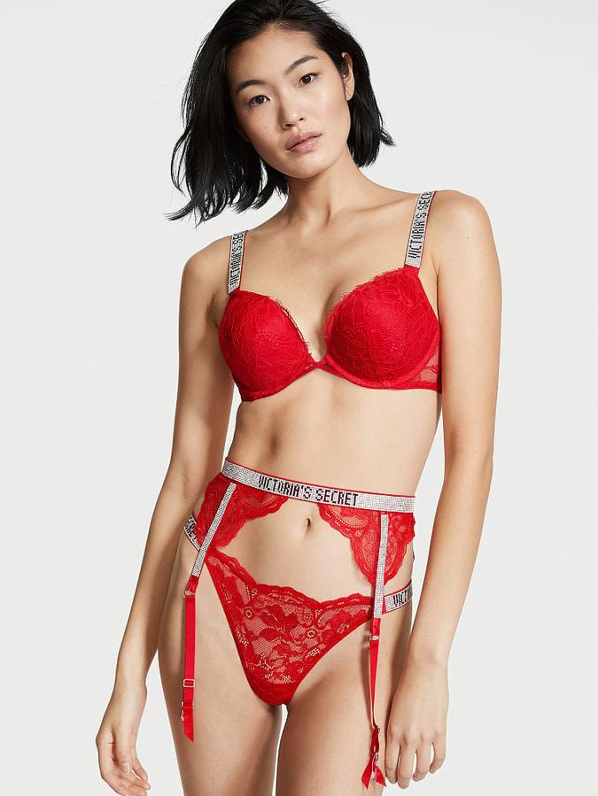 Shine Strap Lace Garter Belt image number 3