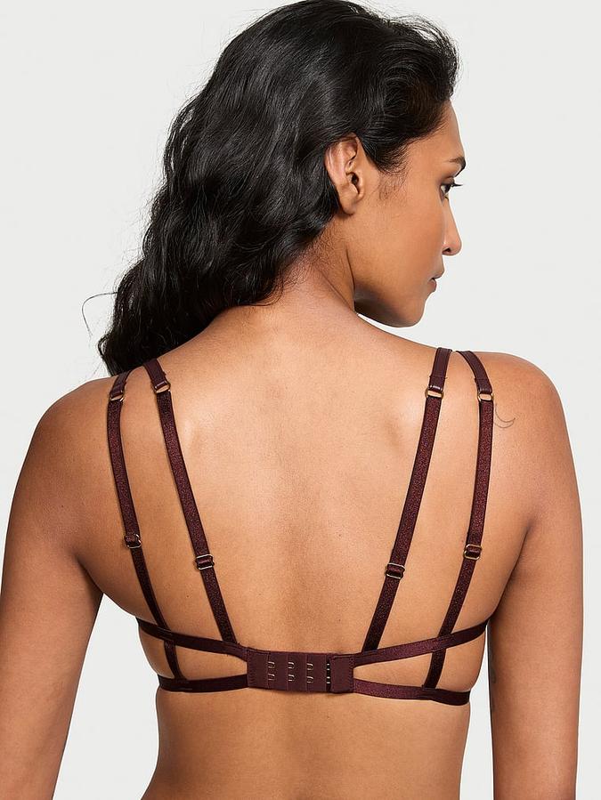 Faux Leather Open-Cup Balconette Bra image number 1