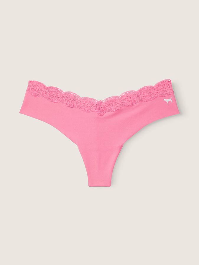 No-Show Lace-Trim Thong Panty