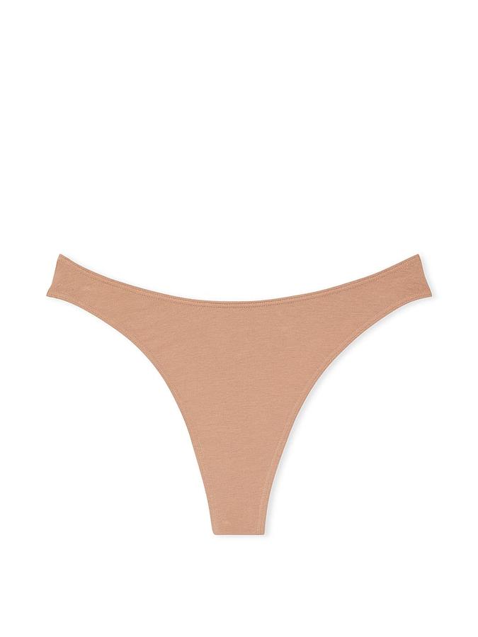 Stretch Cotton High Leg Thong Panty