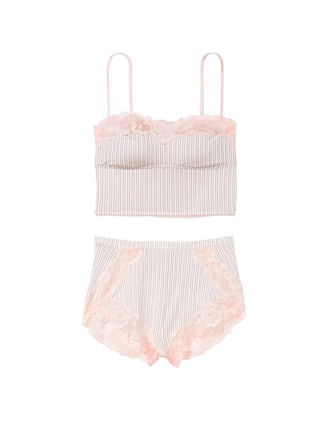 Modal & Lace Trim Straight-Neck Cami Set image number 2