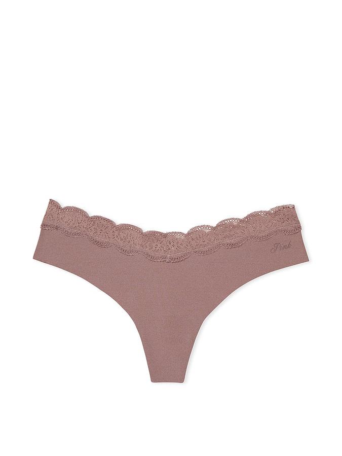 No-Show Lace-Trim Thong Panty