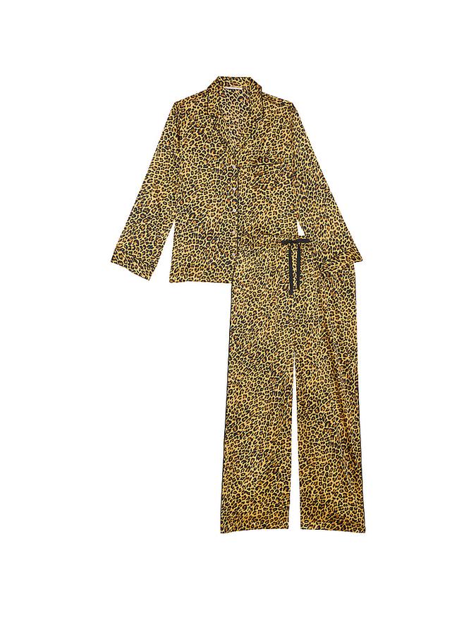 Glazed Satin Long Pajama Set image number 2