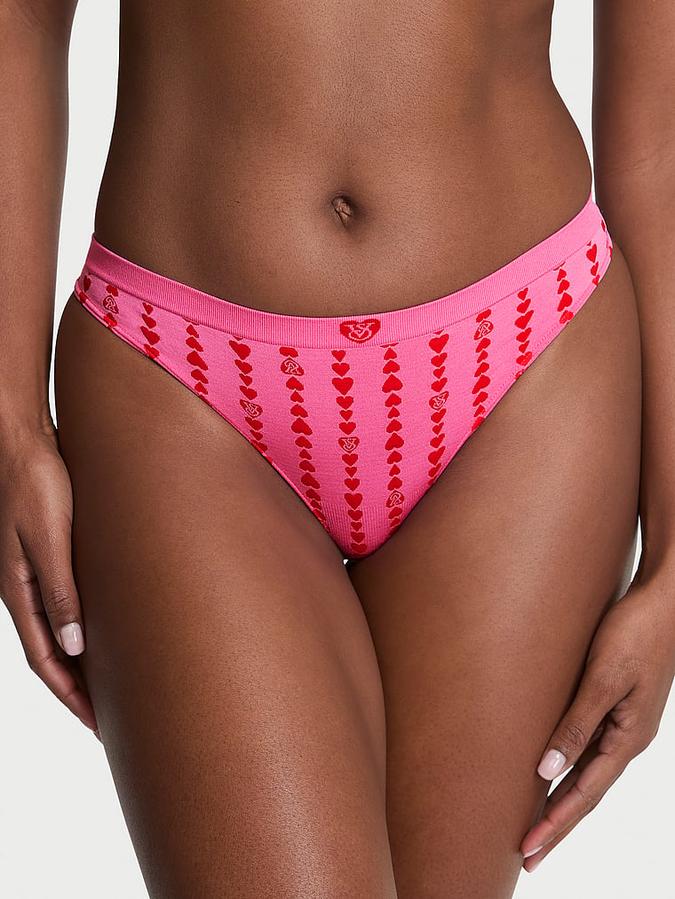Seamless Heart Stripe Thong Panty