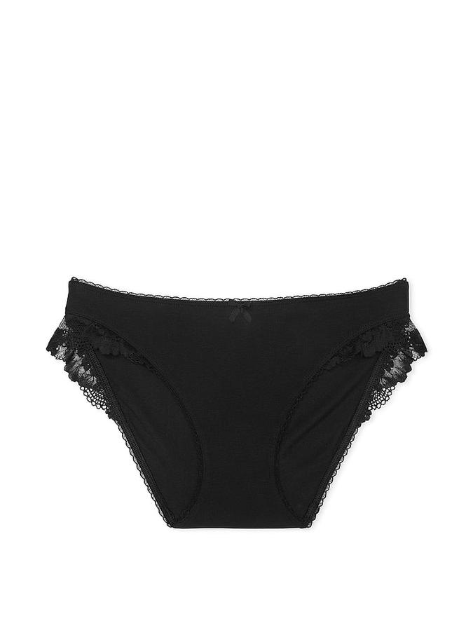 Stretch Cotton Lace-Trim Bikini Panty