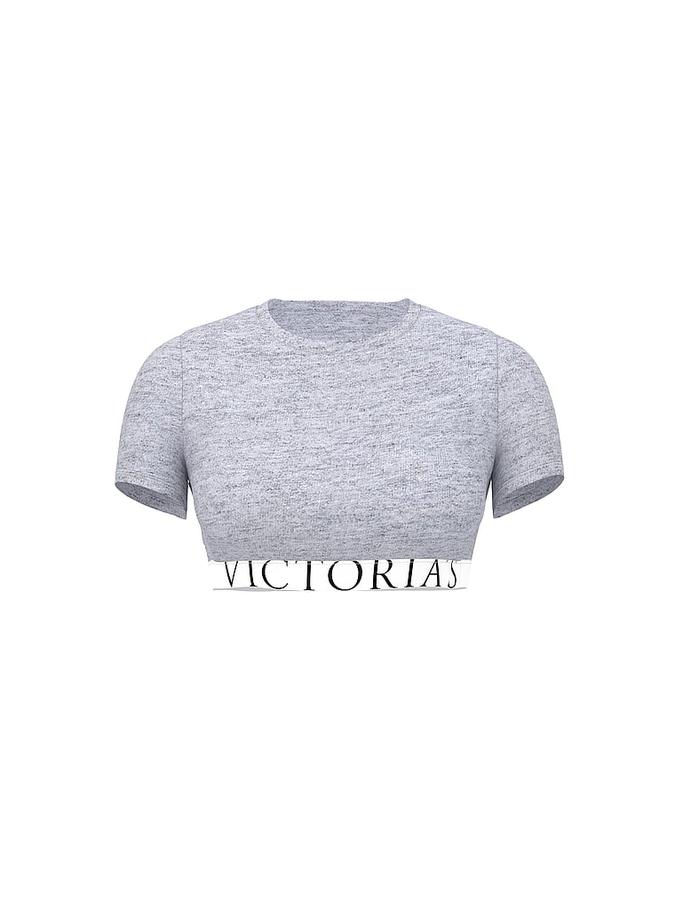 Cotton Short-Sleeve Bralette Crop Top image number 2