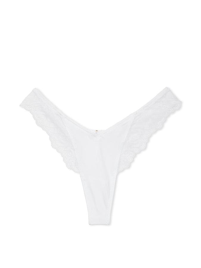 Rose Lace-Trim High-Leg Thong Panty image number 2