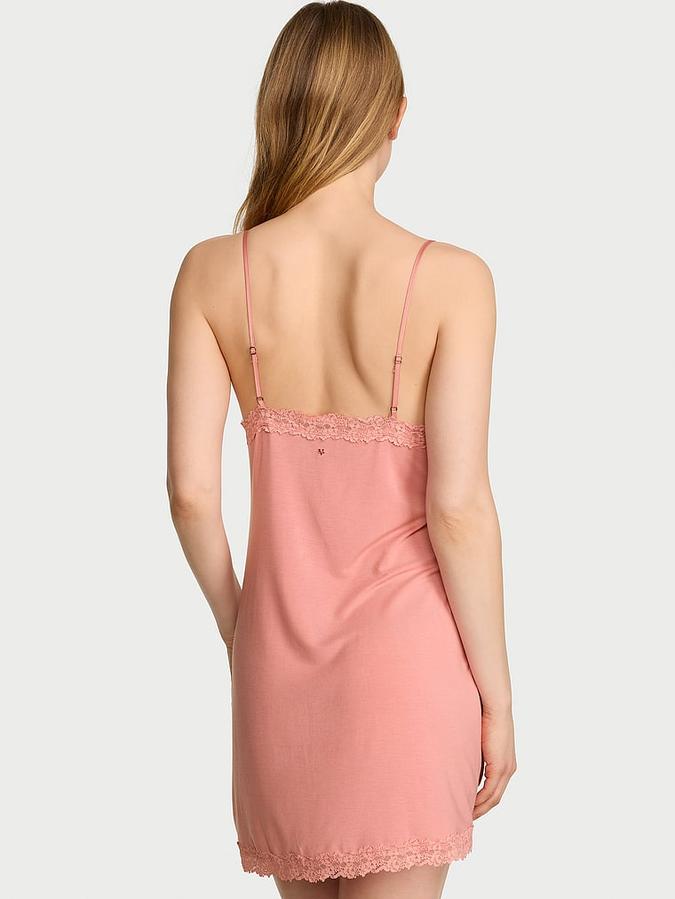 SoSoft&trade; Modal Lace-Trim Tie-Front Slip Dress
