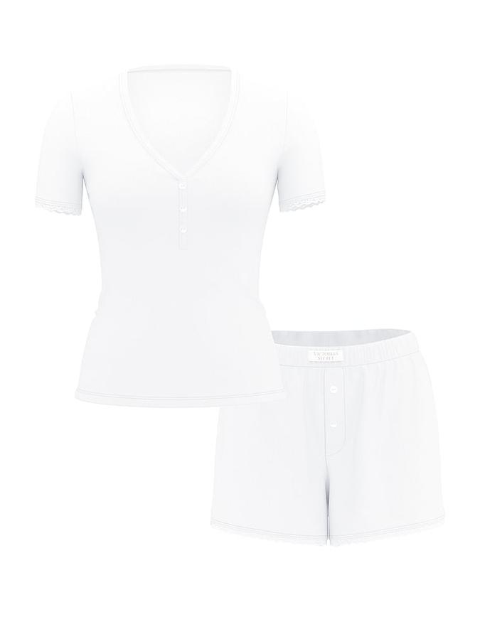 Pointelle Modal Henley Tee & Boxer Short Set image number 2