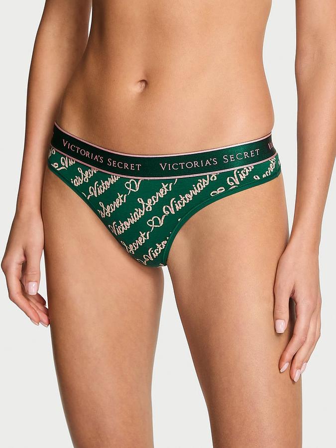 Logo Cotton Thong Panty