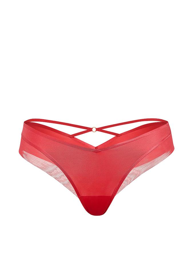 Sheer Reveal Mesh-Trim Strappy-Back Cheeky Panty image number 2