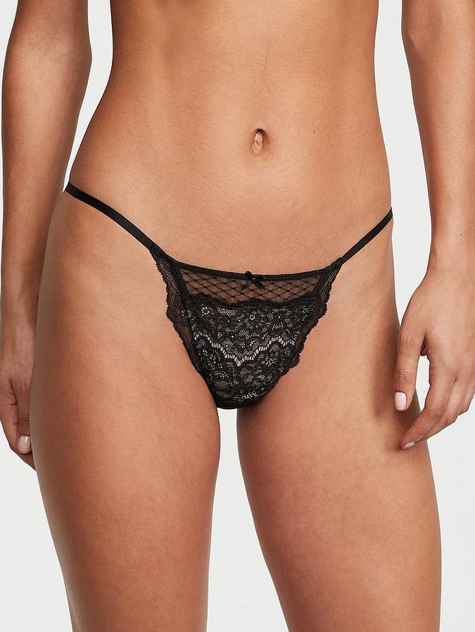 Lace & Mesh String Bikini Panty image number 0