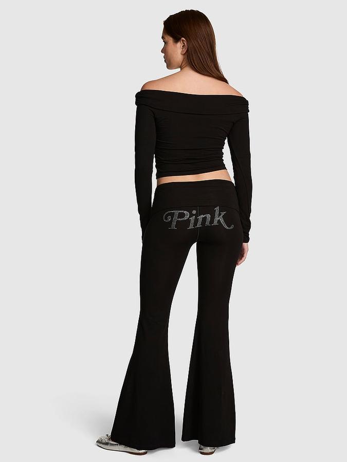 All-Day Cotton Foldover Super Flare Leggings image number 1