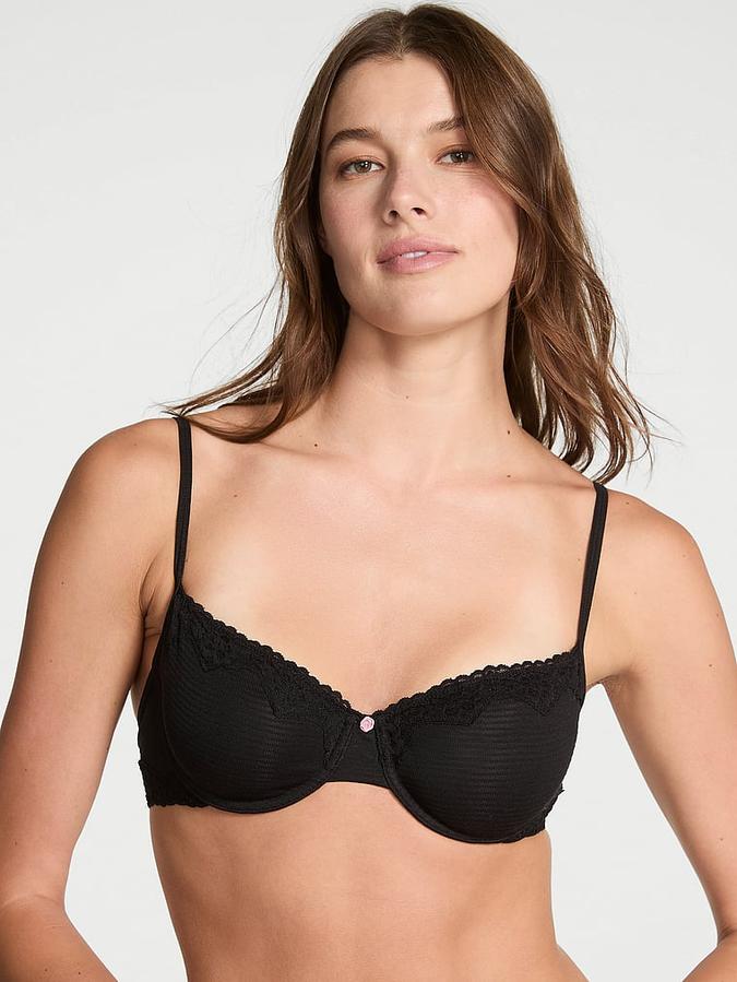 Cotton Shadow Stripe Unlined Demi Bra
