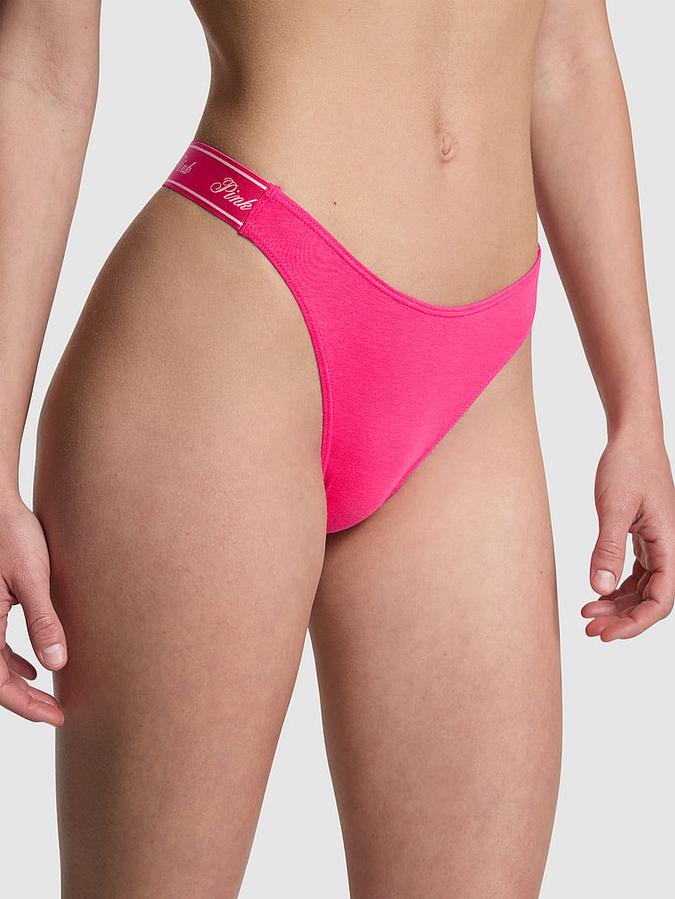Logo Cotton High-Leg Thong Panty image number 0