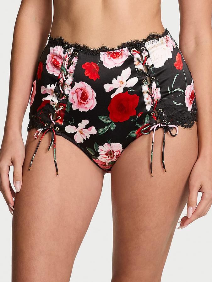 Atelier Victoria's Secret Satin Lace-Trim High-Waist Brief Panty image number 0